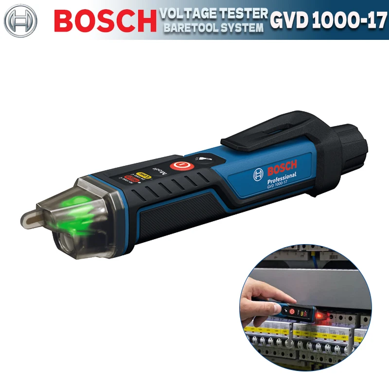 BOSCH GVD 1000-17 Probador de voltaje profesional sin contacto Autoprueba Classificación IP67 Voltaje dual para trabajo de taladro eléctrico