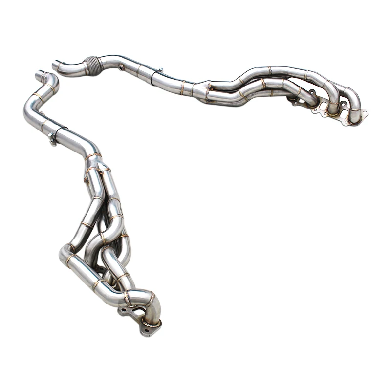 OBM Stainless Steel Free Flow Manifold Header For Ford Mustang 5.0L 2015-2024 Brushed Long Tube Header Exhaust System