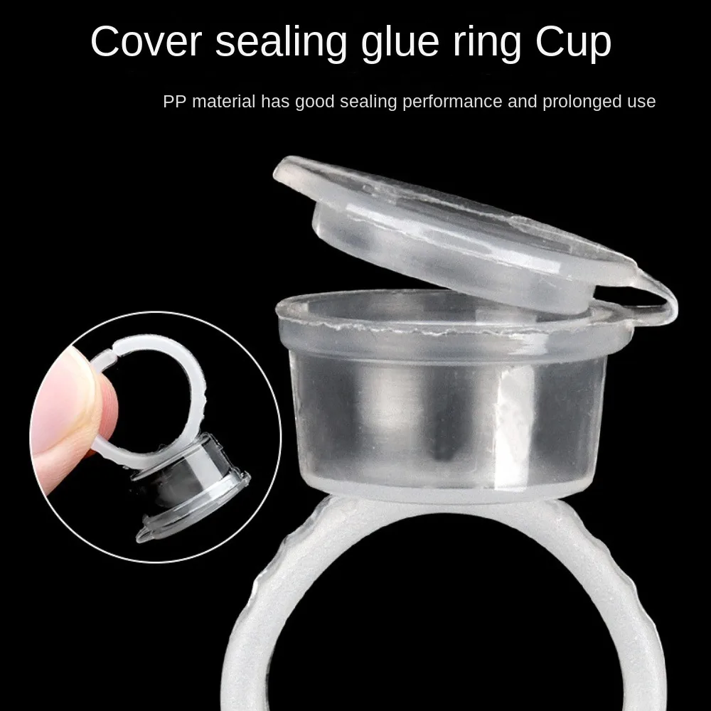 50PCS Tattoo Pigment Ink Ring Cups Eyelash Extend Glue Holder Container With Lid Cover Cap Permanent Makeup Microblading Tool