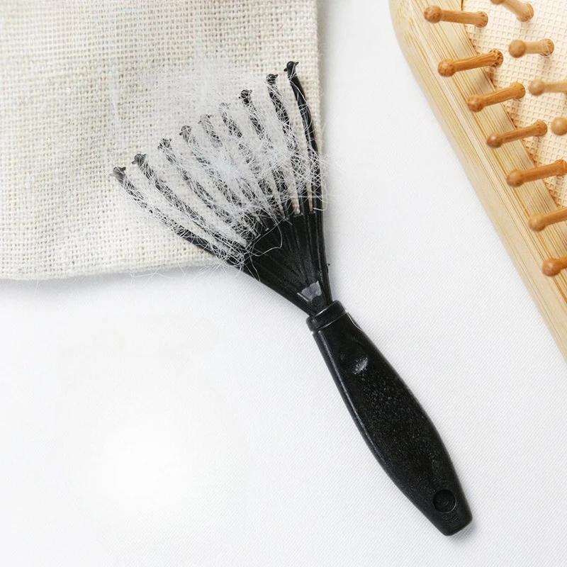 1 قطعة صالون الشعر المهنية الألومنيوم مشط فرشاة شعر نظافة مقبض بلاستيكي تنظيف فرشاة مزيل منتجات التنظيف المدمجة