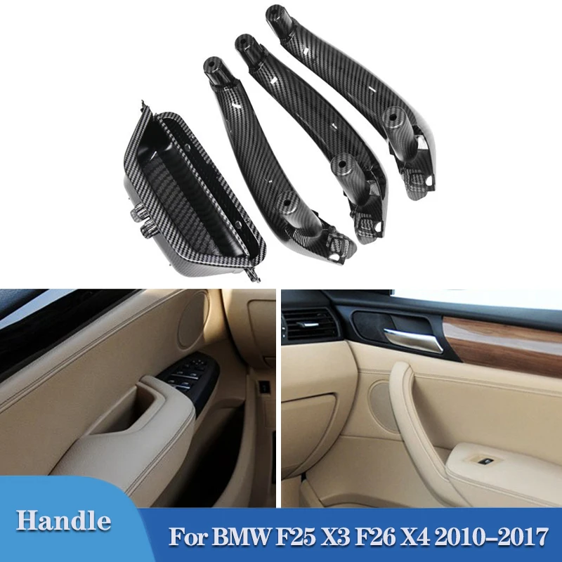 

LHD Car Left Front Interior Door Handle Panel Handle Pull Trim Cover Carbon Fiber For BMW X3 X4 F25 F26 2010-2017 Accessories