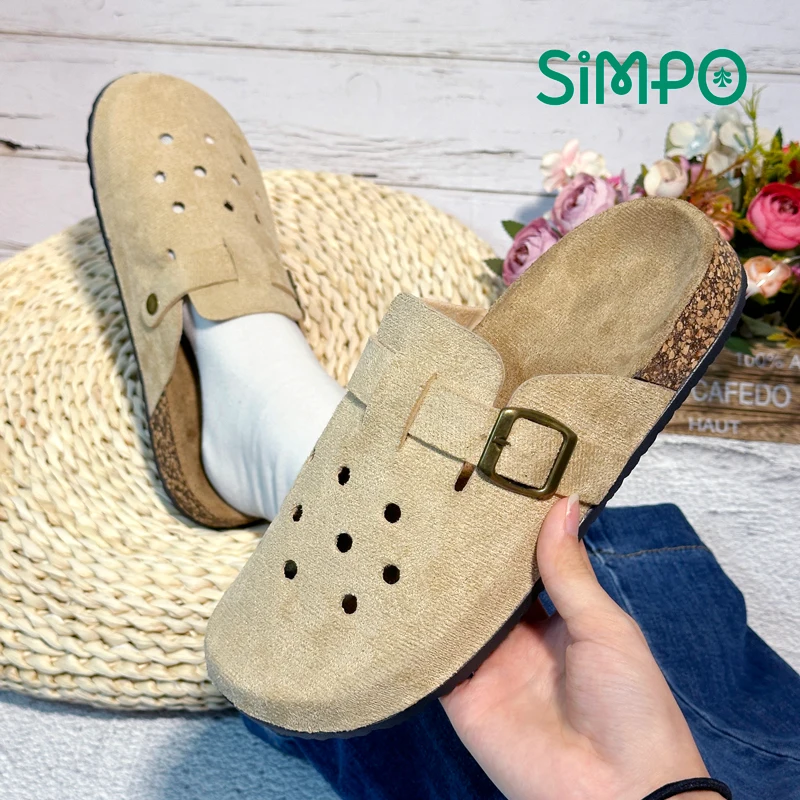 

1 Pair of Women And Men's Flannel Slippers Summer Closed Toe Outdoor Sandals Breathable Perforated Upper Casual Shoes