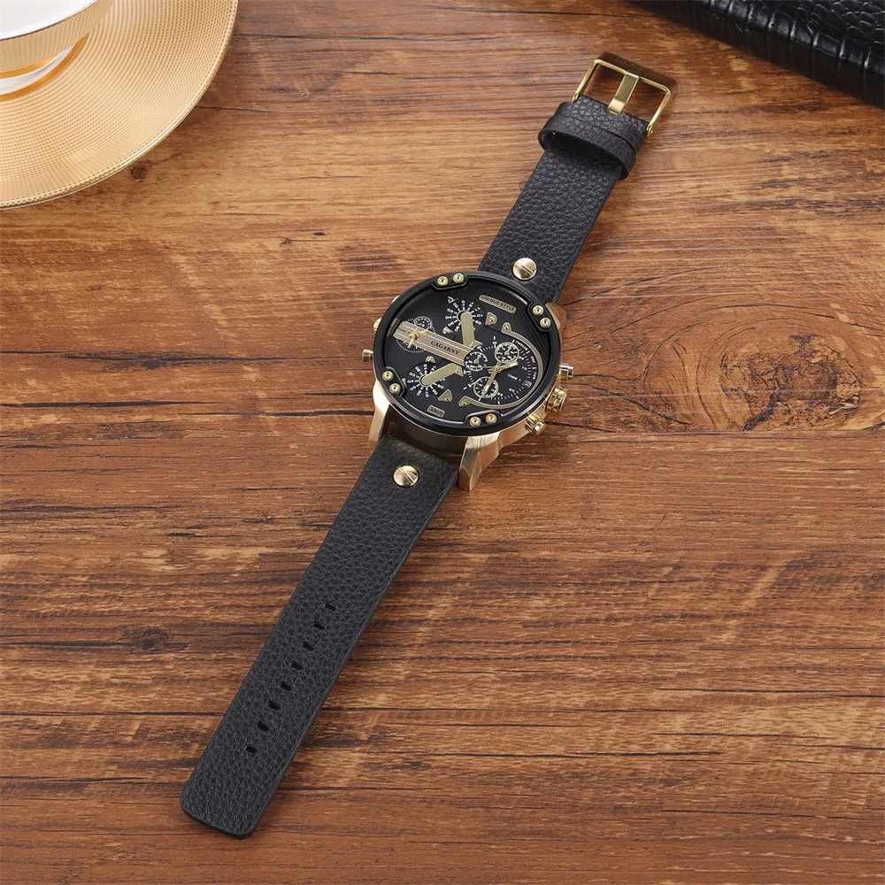 Classic Big Face Watch for Men Luxury High Quality Watches Fashion Leather Strap Calendar Quartz Wristwatches Relogio Masculino