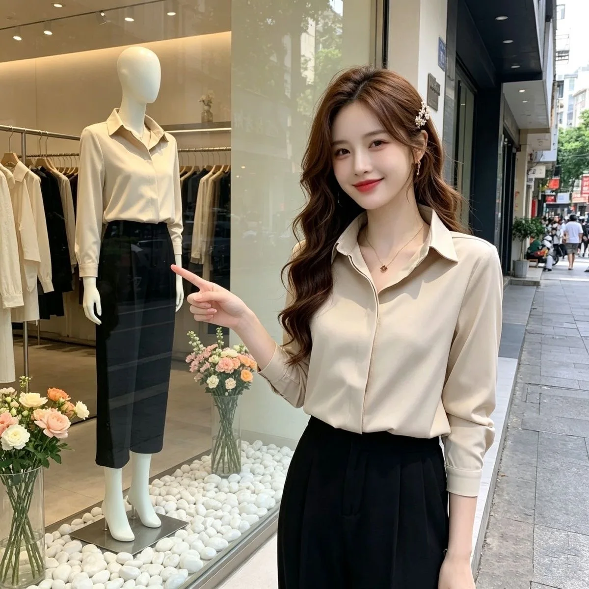 

Women's Chiffon Shirt 2026 New Style Professional Suit Inner Wear Long Sleeve Design Unique Top White Shirt Comfortable Breat...