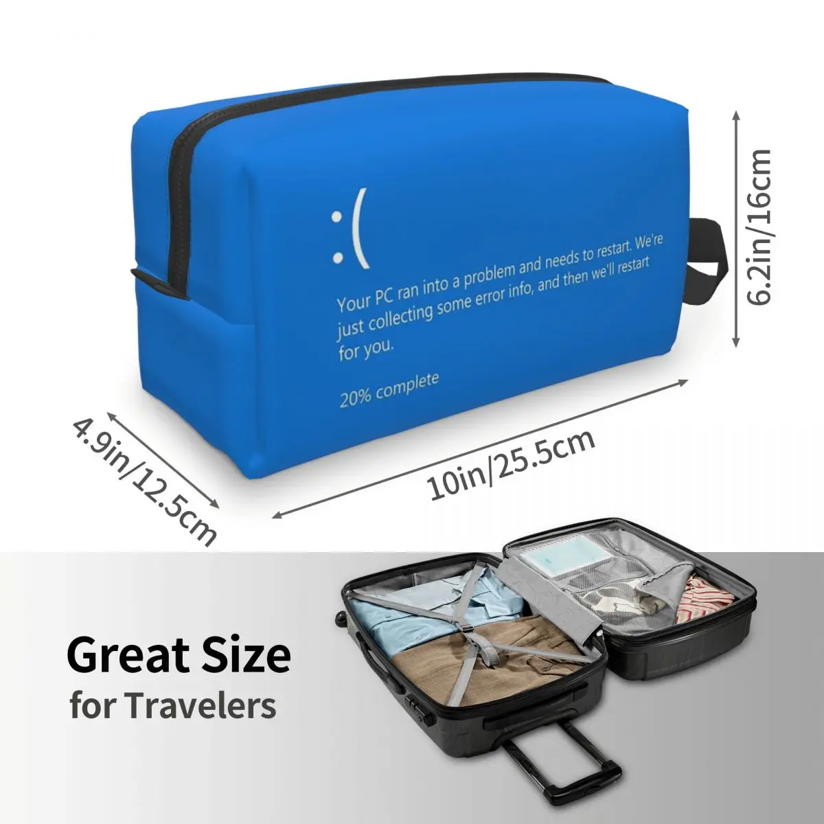 Blue Screen Of Death NEW Makeup Bag Cosmetic Organizer Storage Dopp Kit Toiletry Cosmetic Bag Women Beauty Travel Pencil Case