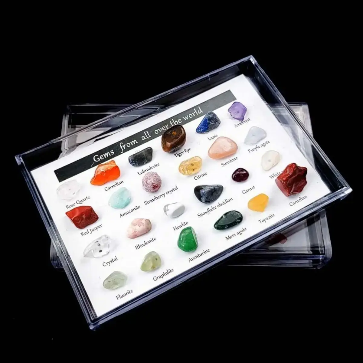 24/12pcs Natural Gemstones Collection Box Quartz Crystal Amethyst Collectible Stone Mineral Specimen From All Over The World
