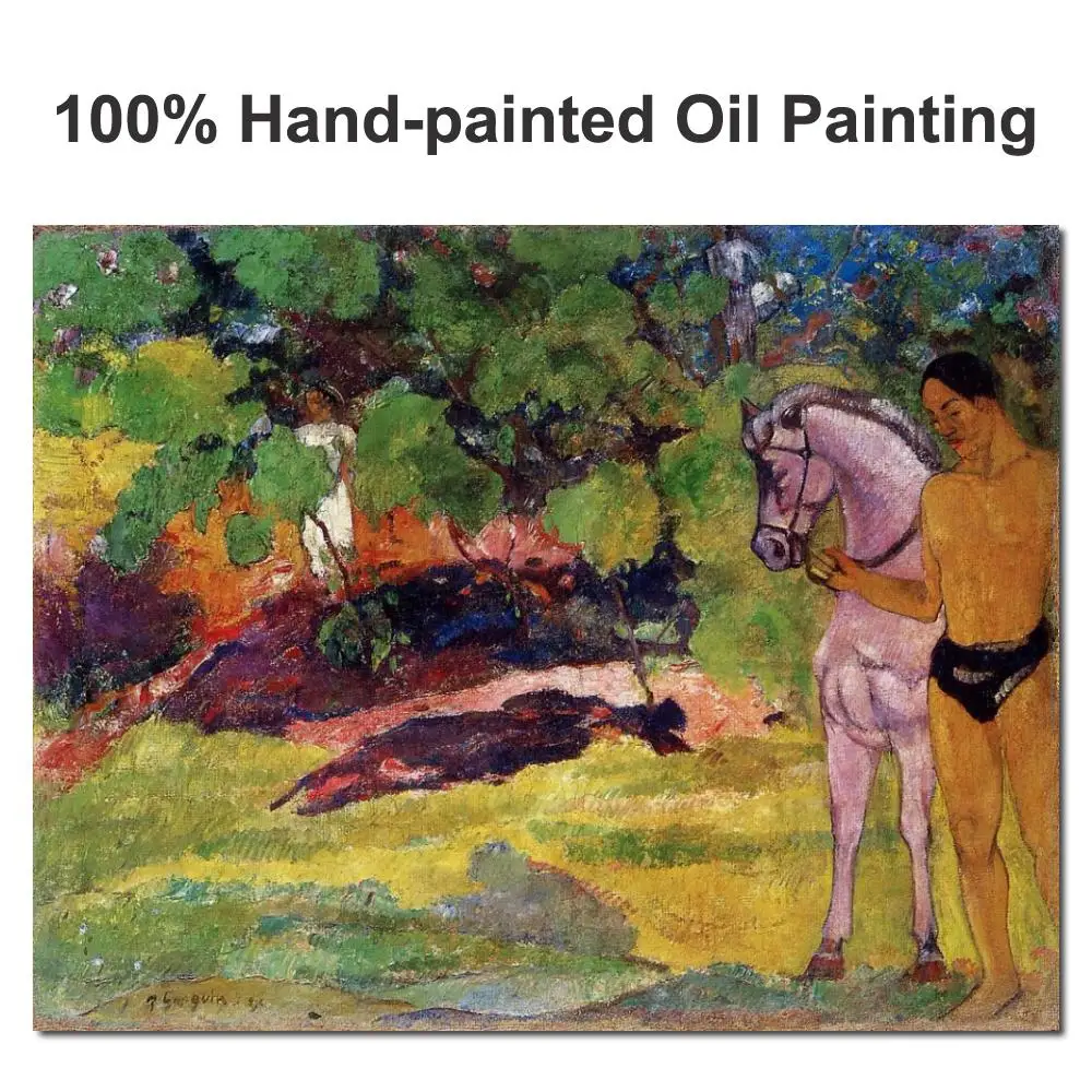 In the Vanilla Grove Man and Horse By Paul Gauguin Oil Painting Canvas Hand Painted Landscape Art Reproduction Wall Decor