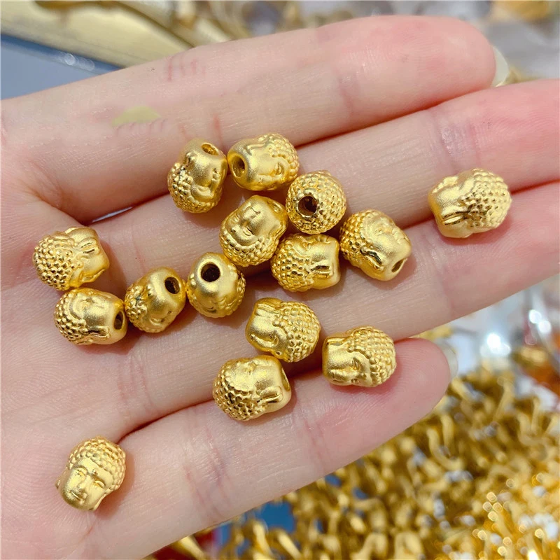 

New Arrival 24K Yellow Gold Beads 3D 999 Gold two-sided Buddha Beads