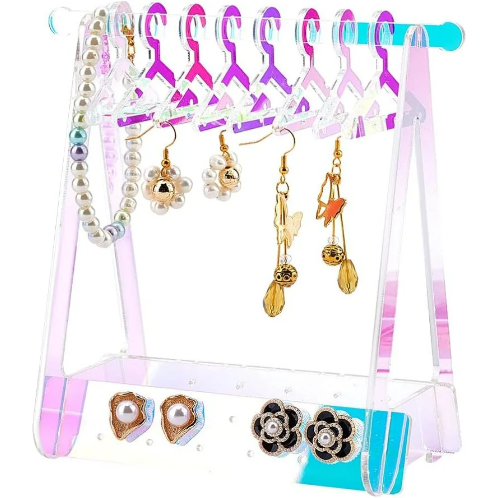 미니 행거가 있는 아크릴 귀걸이 거치대 랙, 독특한 귀걸이 옷장 이어 스터드 거치대, 투명 쥬얼리 디스플레이 스탠드 제작 키트