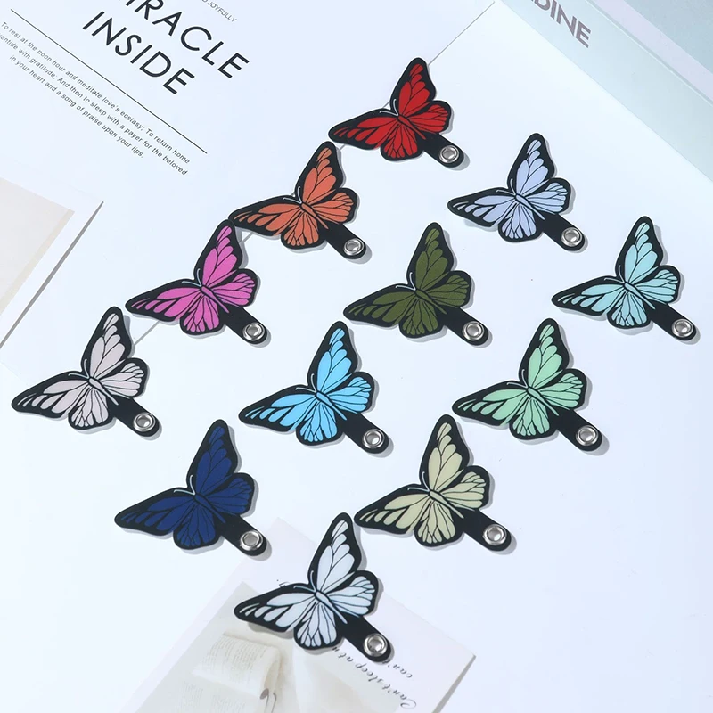3pcs Cartoon Butterfly Clip per cordino per telefono cellulare guarnizione per telefono cellulare stile di moda semplice adesivo posteriore per custodia per cellulare