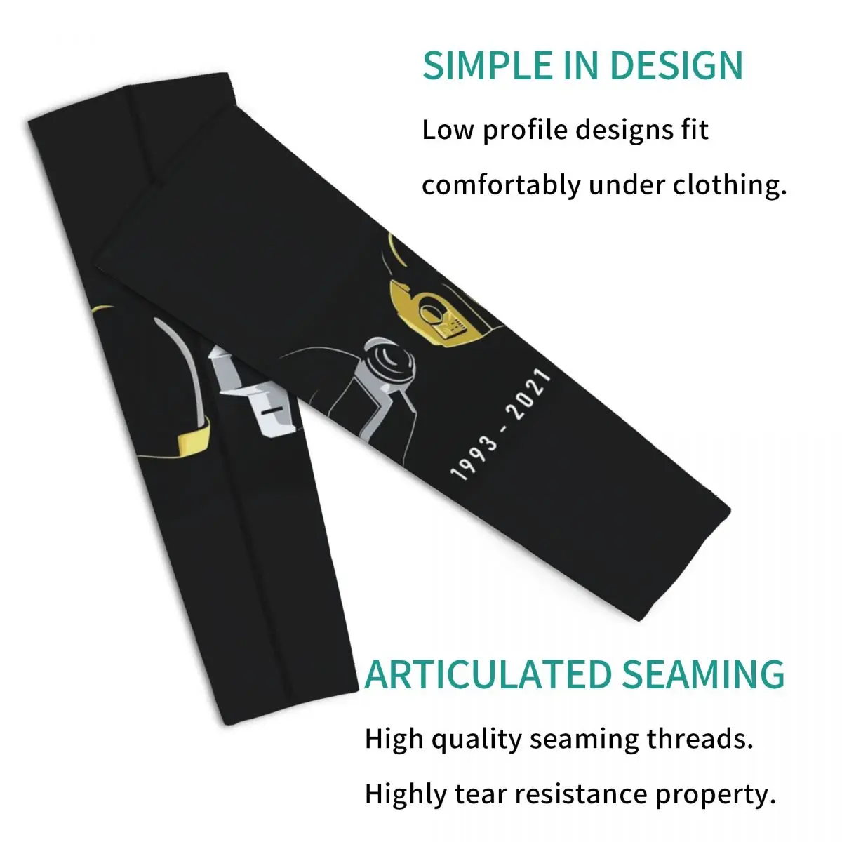 Daft Punk Electronic Music Band Tribute Helmet Art Arm Sleeves Men Women Sun Protection Tattoo Cover Up Sports Cooling Cycling