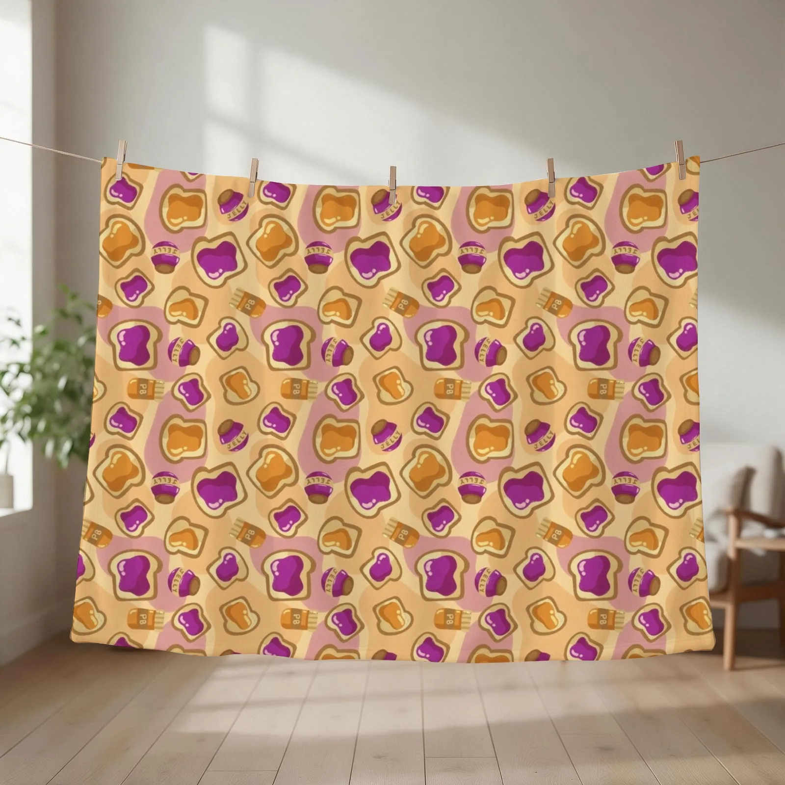 Peanut Butter & Jelly Throw Blanket couch cozy soft plush fuzzy picnic outdoor blanket