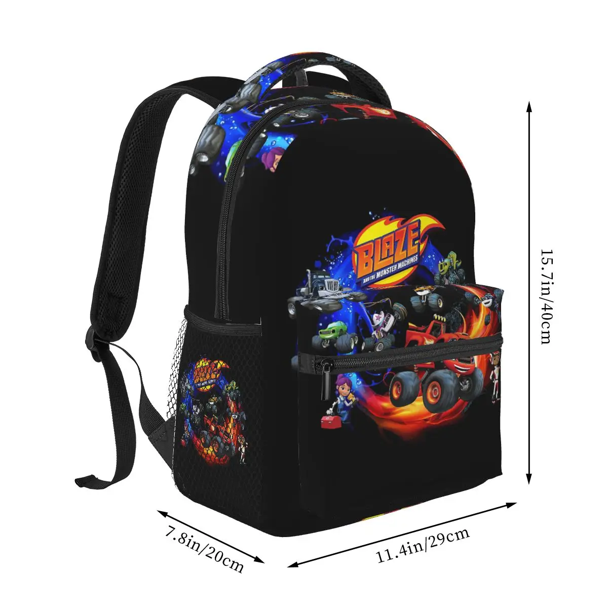 Blaze And The Monster Machines Active Backpacks Boys Girls Bookbag Students Cartoon Laptop Rucksack Shoulder Bag Large Capacity
