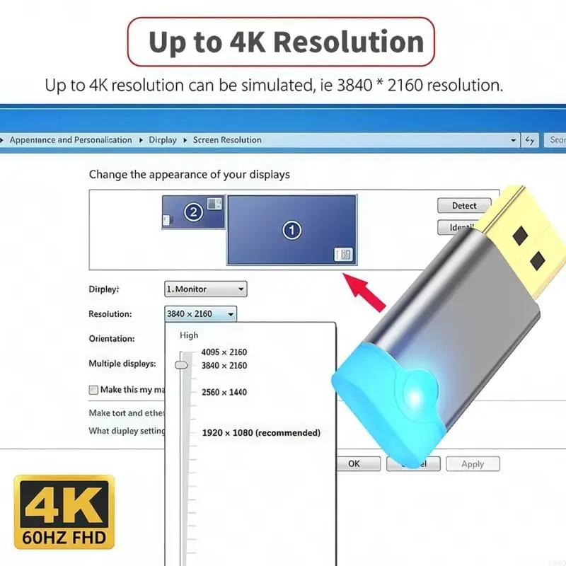 Durability DisplayPort Display Adapter With High Resolution Support For Gamers And Professionals H8WD