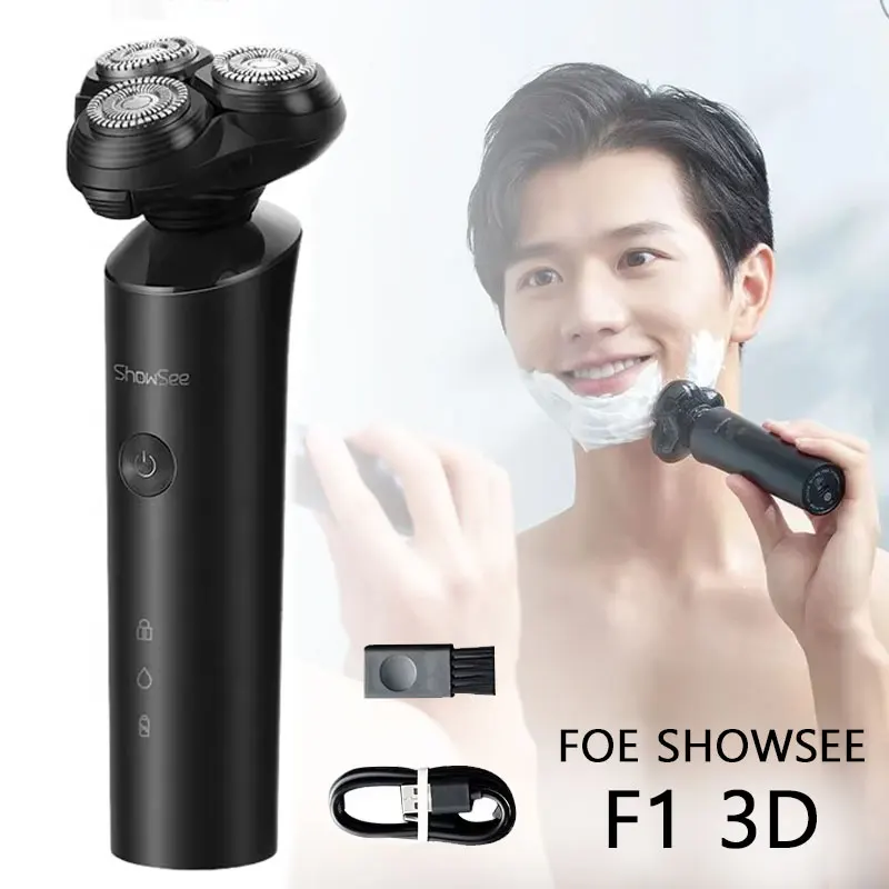 For Showsee F1 3D Electric Shaver for Men Floating Rechargeable Triple Blade Shaving Machine IPX7 Travel Portable Electric Razor