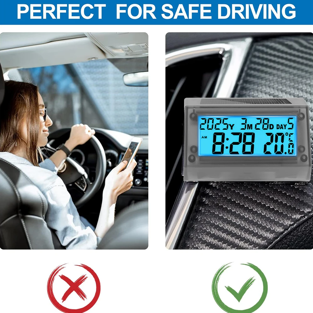 ساعة دراجة نارية عالمية تعمل بالطاقة الشمسية، درجة حرارة إلكترونية متعددة الوظائف مع عرض إضاءة خلفية، ملحقات موتو مقاومة للماء #6