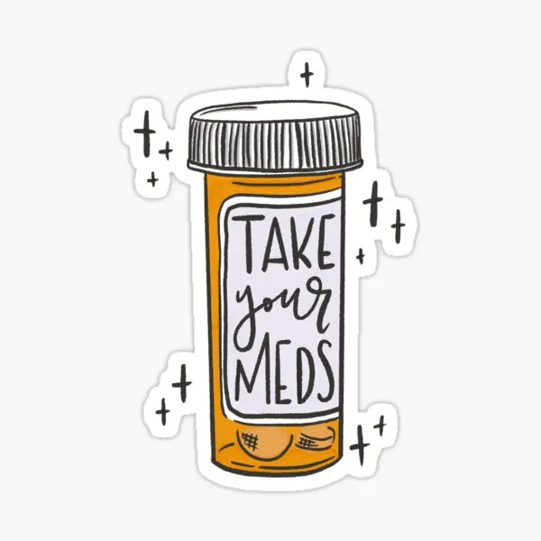 

Take Your Meds 5 шт. наклейки для ноутбука, гостиной, аниме, принт, окно комнаты, мультяшное искусство, украшения для домашнего бампера, фон