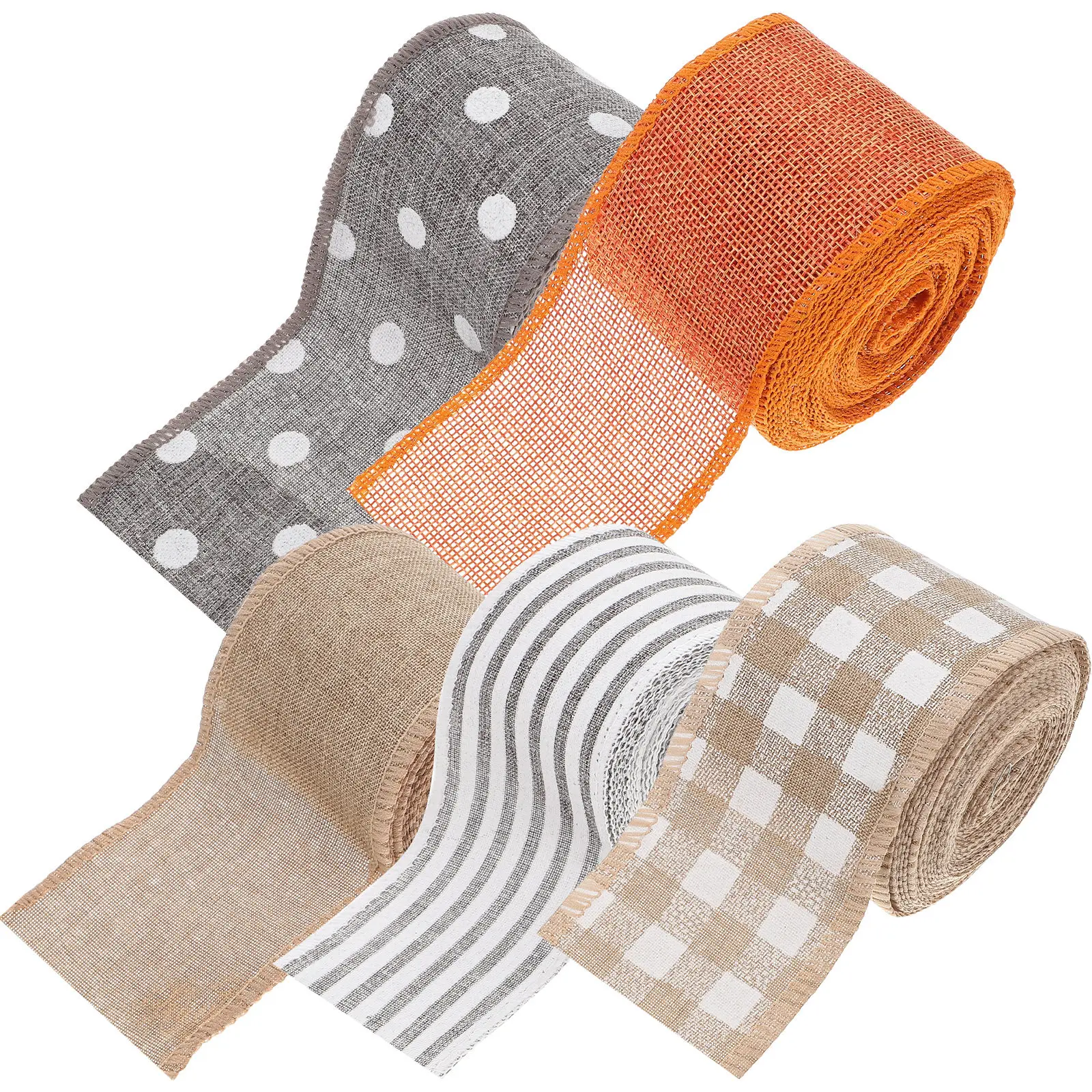 

5 Rolls Premium Polyester Decorative Ribbon for Gift Box Wrapping Bouquet Hair Bow DIY Christmas Tree Party Craft Supplies