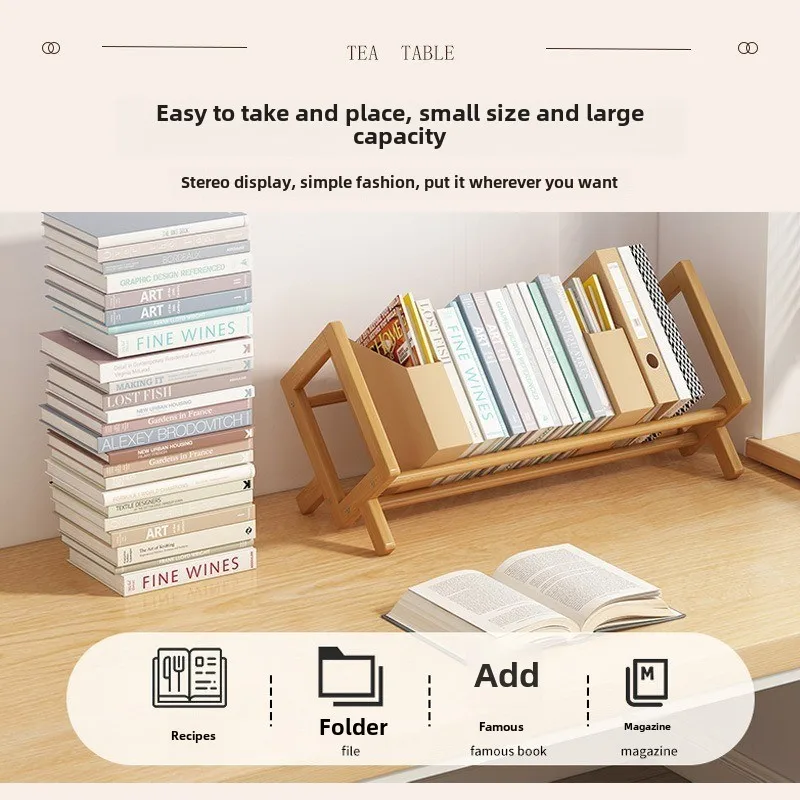 Simple Desktop Bookshelf Office Documents Books Magazines Stationery Storage Shelf Student Study Story Picture Book Rack Shelves