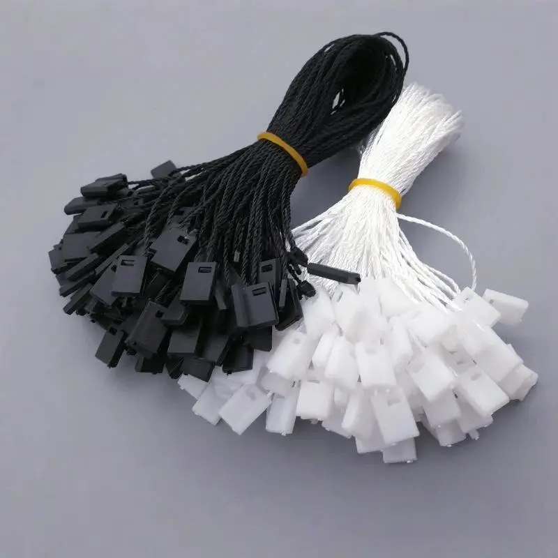 1000Pcs Garment Tag String Plastic Square Lock Hang Tag Fastener Durable Polyester Rope for Clothing Shoe Bag Label Retail
