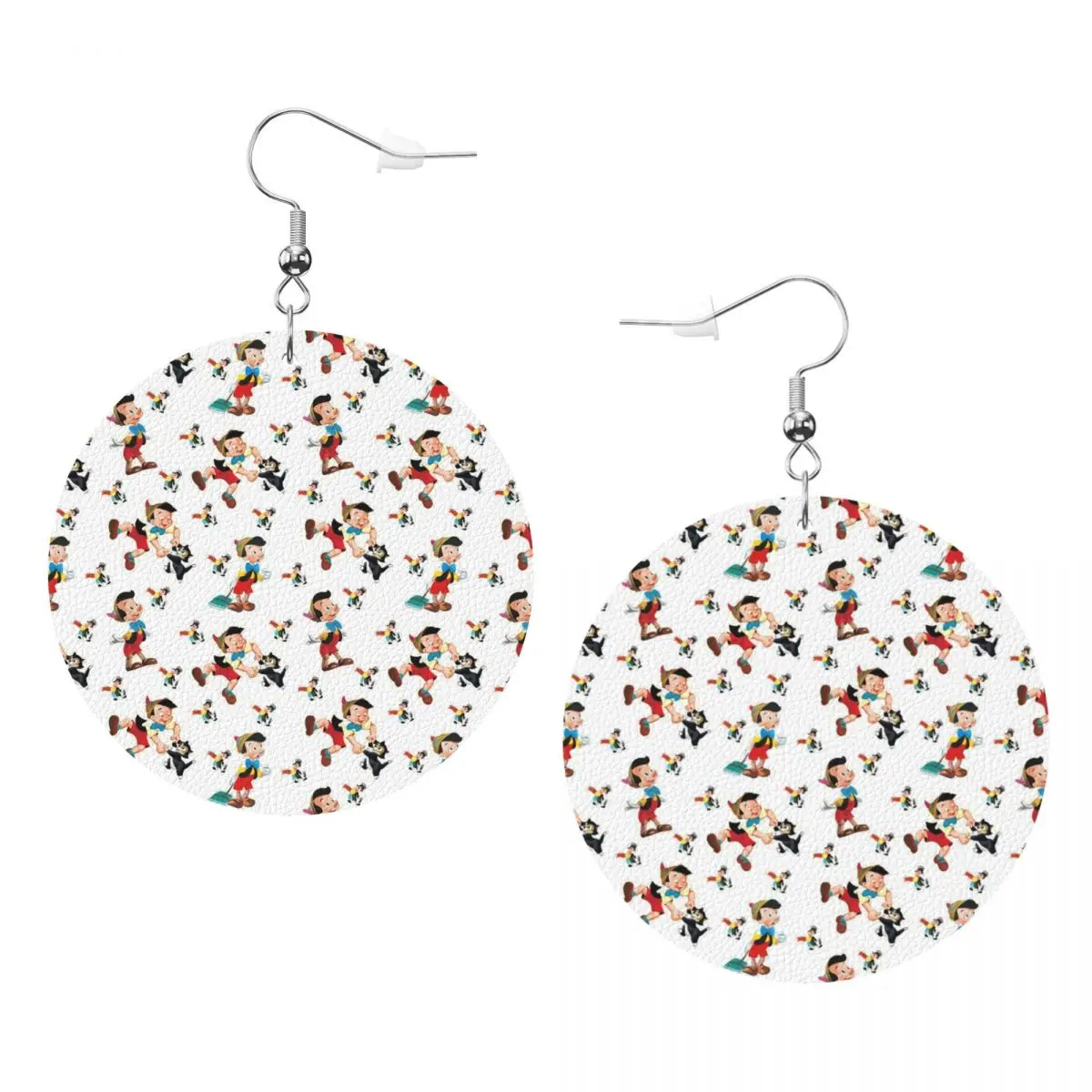 Custom Pinocchio Adventure Leather Teardrop Earrings Fashion For Women Jewelry Accessories For Valentine's Day