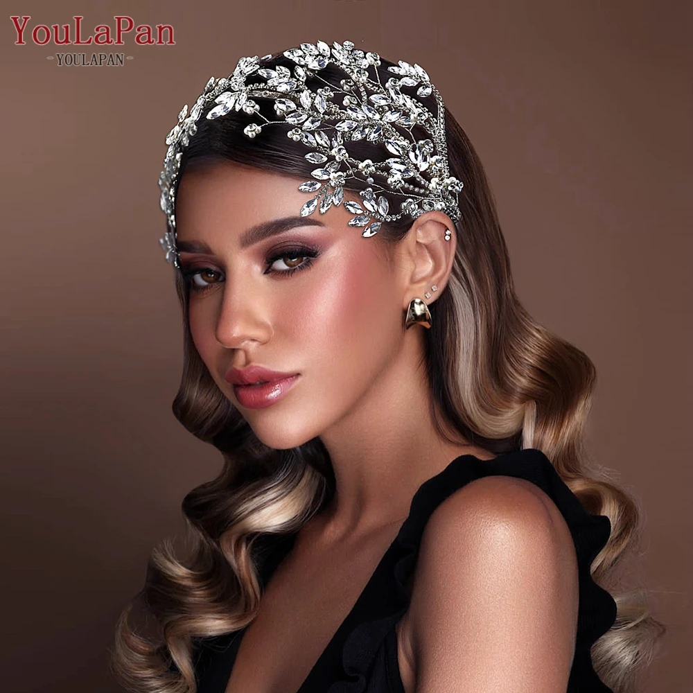 

YouLaPan Luxury Rhinestone Headband Bridal Wedding Handmade Hair Accessories Crystal Flower Woman Headwear HP617