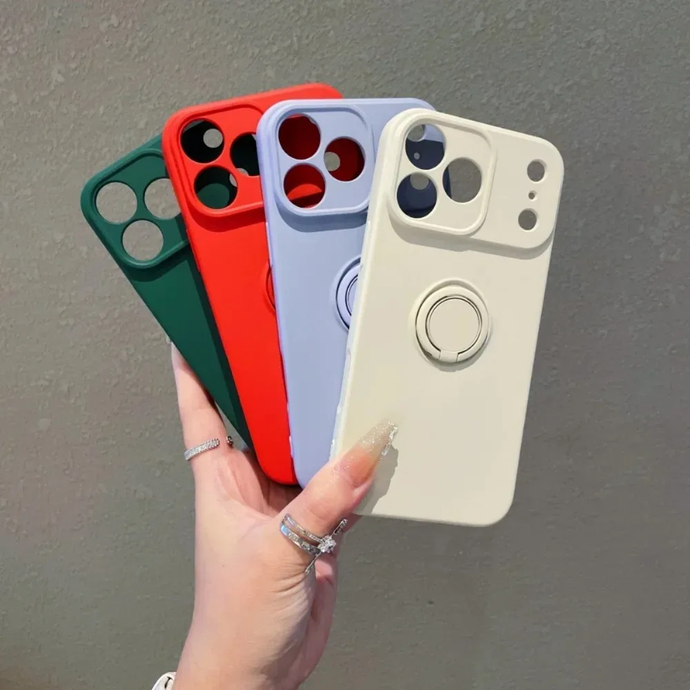 حافظة هاتف واقية ناعمة من السيليكون المقاوم للصدمات مع حامل حلقي لهاتف iPhone 17/16/15/14/13/12/11 pro Max plus - تصميم أنيق #2