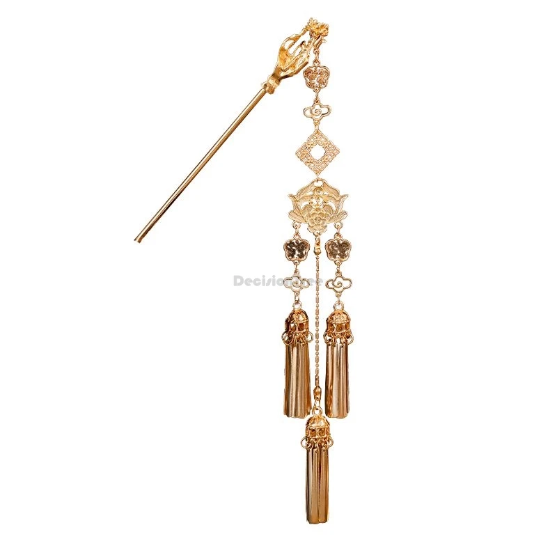 2025 copricapo in stile antico cinese Copricapo in stile antico elegante forcina lunga con nappa Forcina in stile Ming Accessori Hanfu