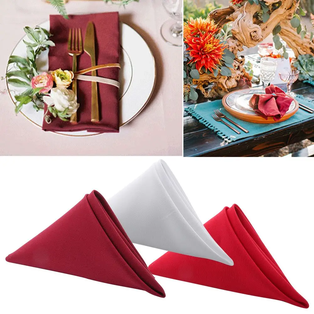 Wedding Decoration Washable Table Linen Wedding Table Cloth Cloth Napkins Solid Red Dinner Napkins