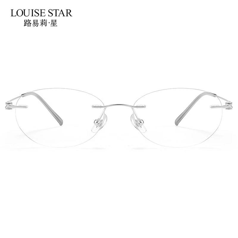 Women Oval Pure Titanium Rimless Eyeglasses Frame Super Light Optical Prescription Myopia Spectacles Frame Anti‑Allergy Eyewear