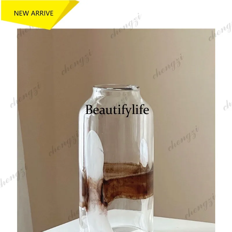 L181 flower glazed stained glass vase ornament living room flower arrangement creative hydroponic dried vase ornament