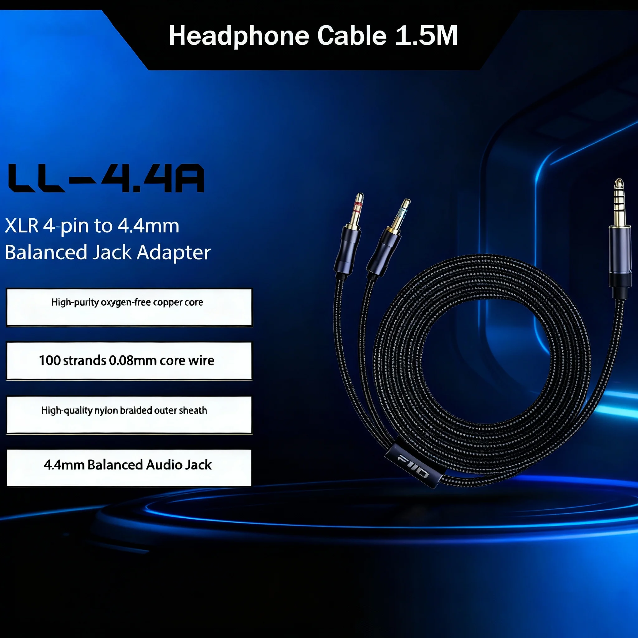 

Headphone Cable LL-4.4A High-quality Audio Dual 3.5mm To 4.4mm Earphone Cables Head Mounted Headphone Balance Upgrade Cable 1.5M