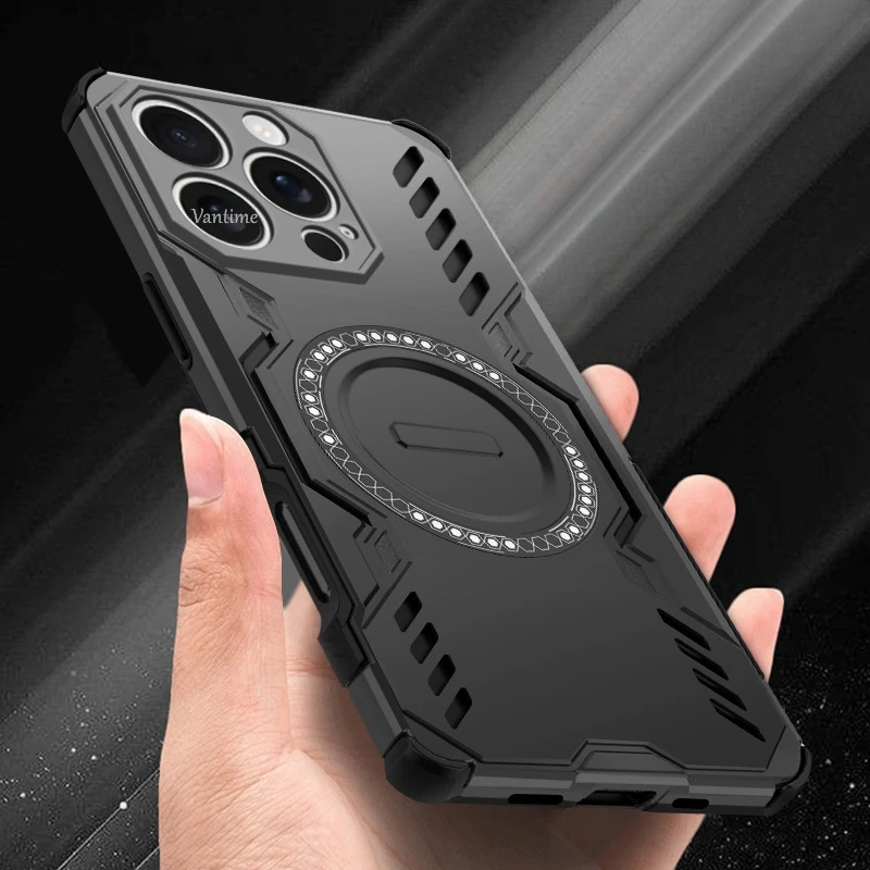 

Case for iPhone 16e 16 Pro Max iPhone 15 Plus Metallic Ring Stand Armor Hard Back Protective Casing