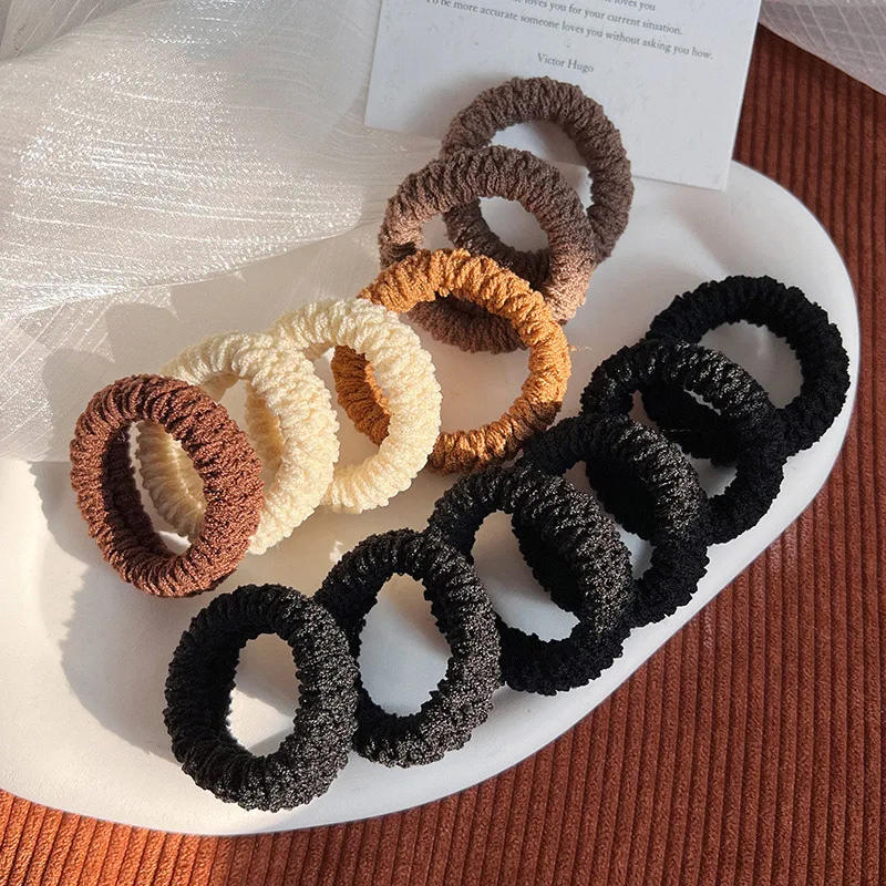 

6PCS/Set Plush Solid Rubber Band Korean Elastic Hairband Scrunchies High Ponytail Hair Loops For Women Hair Accessories Headwear