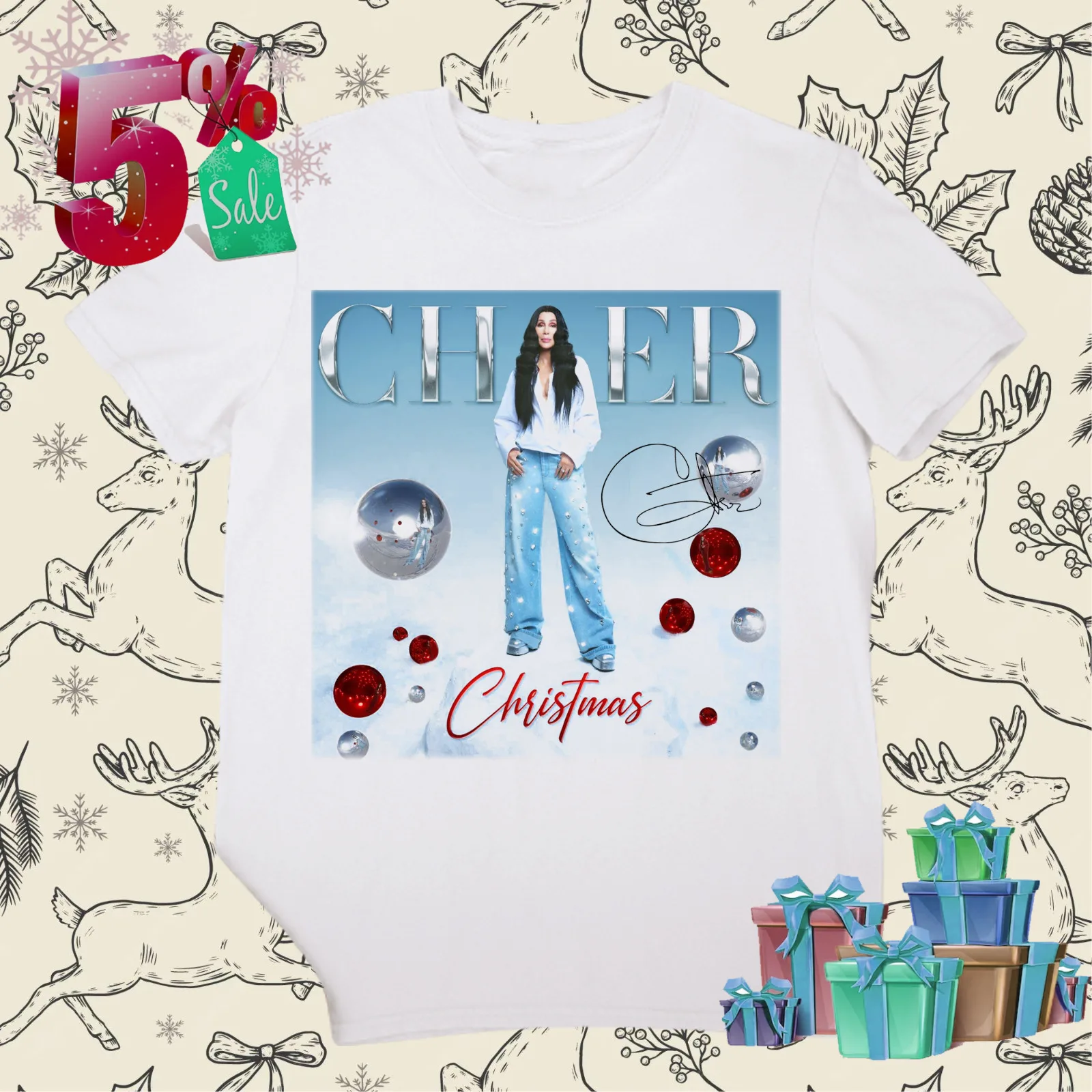 Rare DJ Play A Christmas Song Cher Gift For Fan White S-2345XL T-shirt GC1189