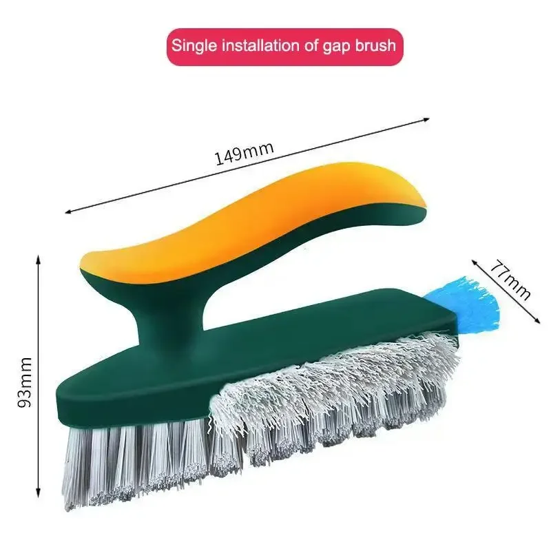3-in-1 Gap Brush – Plastic, Scrapes Water & Brushes Dust, V-Shaped Bristles 90° Dead Angle Free for Bathroom & Floor