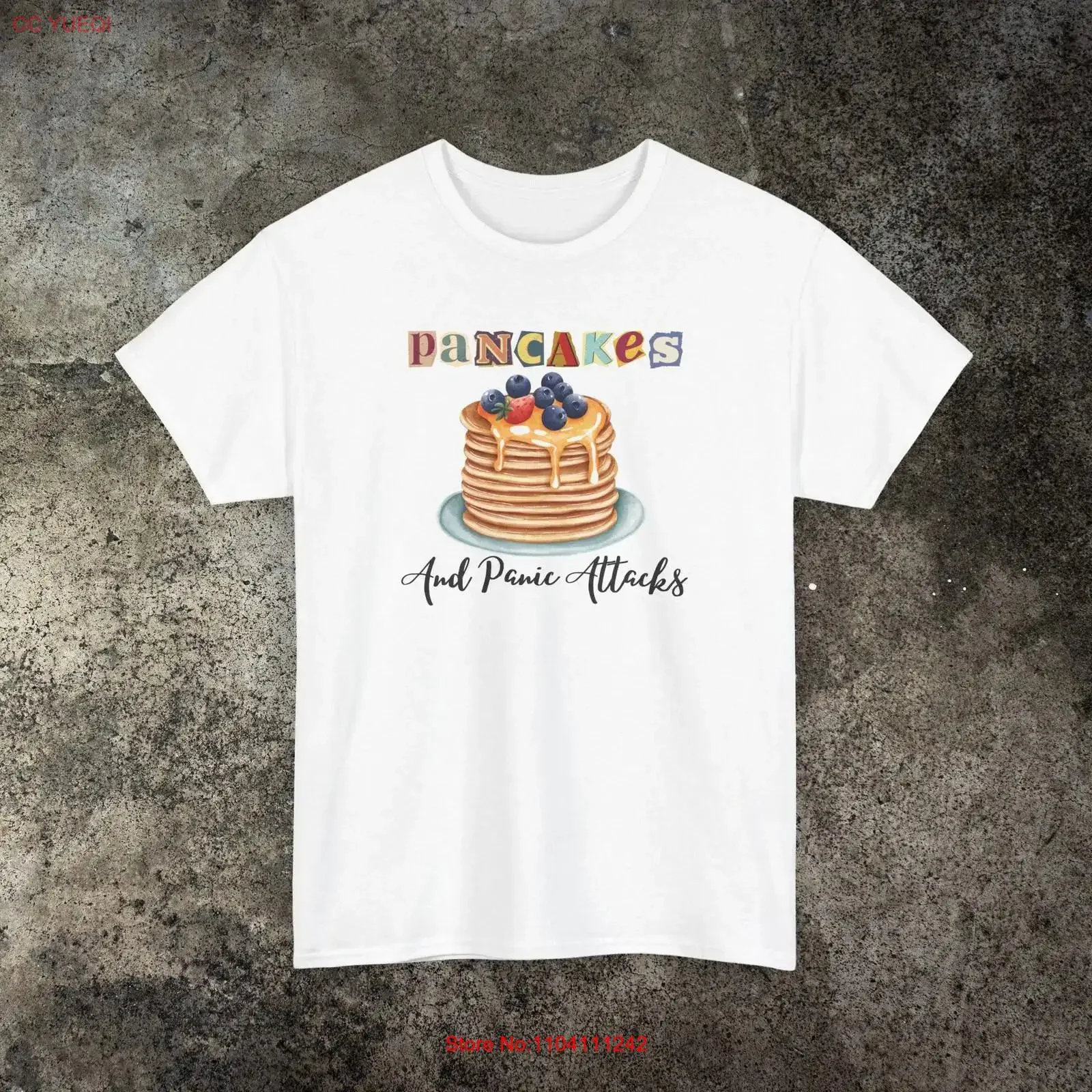 

Футболка «Атака блинов и паники» Funny BreakfasT Food Lover Химерный юмор Саркастическая винтажная стираная уличная одежда унисекс