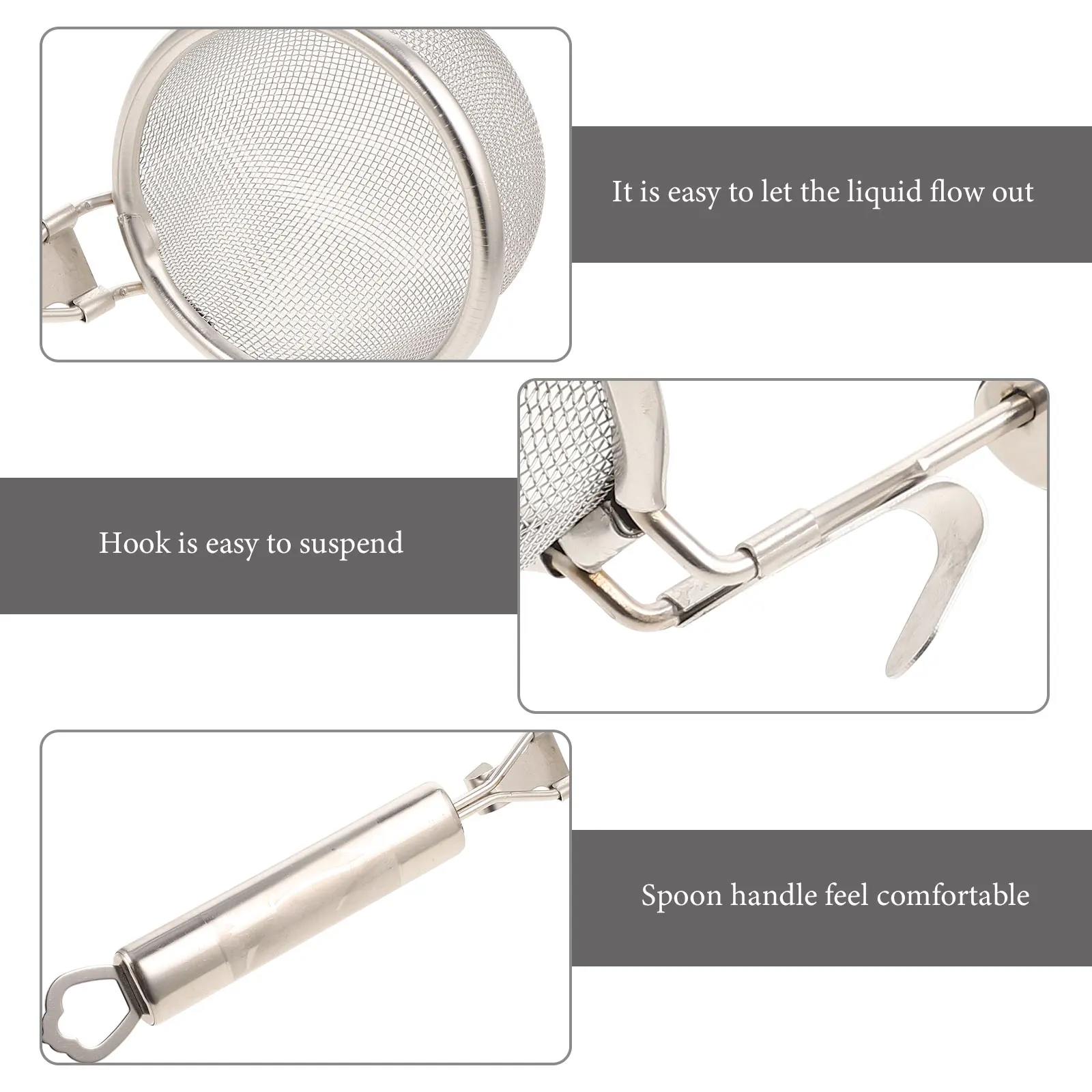 

Stainless Steel Pasta Strainer Noodle Filter Fried Food Kitchen Utensil Heat Resistant Metal Colander Hanging Handle For Home