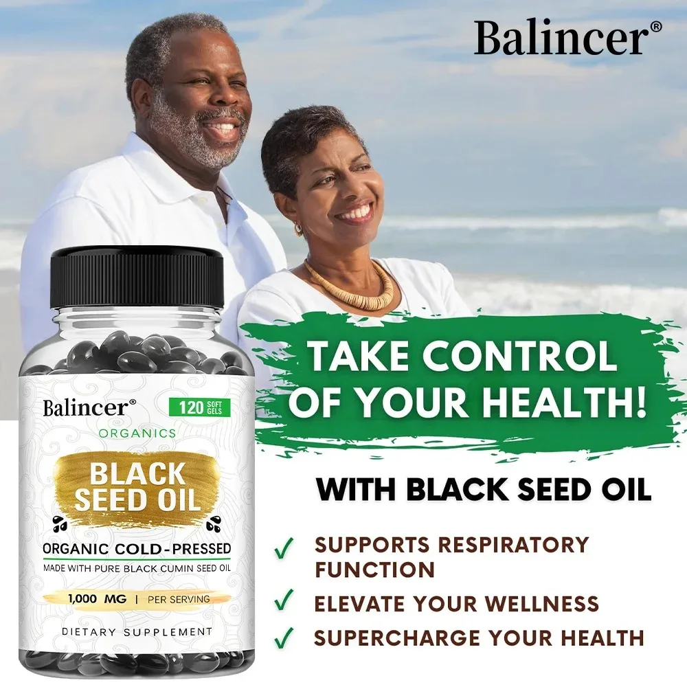 Black Seed Oil Capsules 1000mg - Help Digestive Health, Immune Support & Brain Function, Antioxidant, 120 Capsules