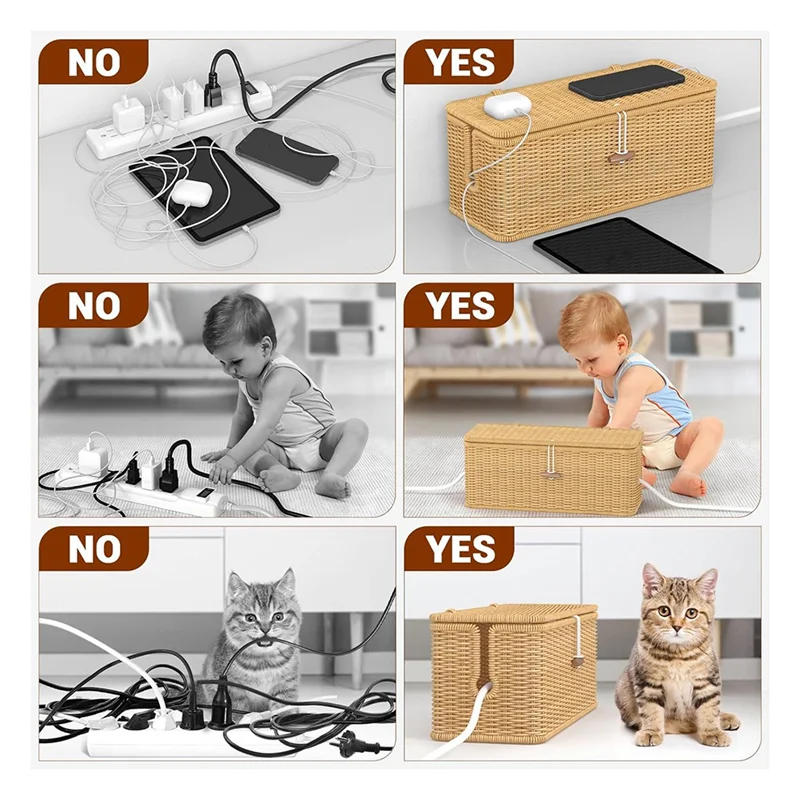 

AT05-Коробка для прокладки кабелей из ротанга ручной работы с замкнутой крышкой для хранения удлинителей