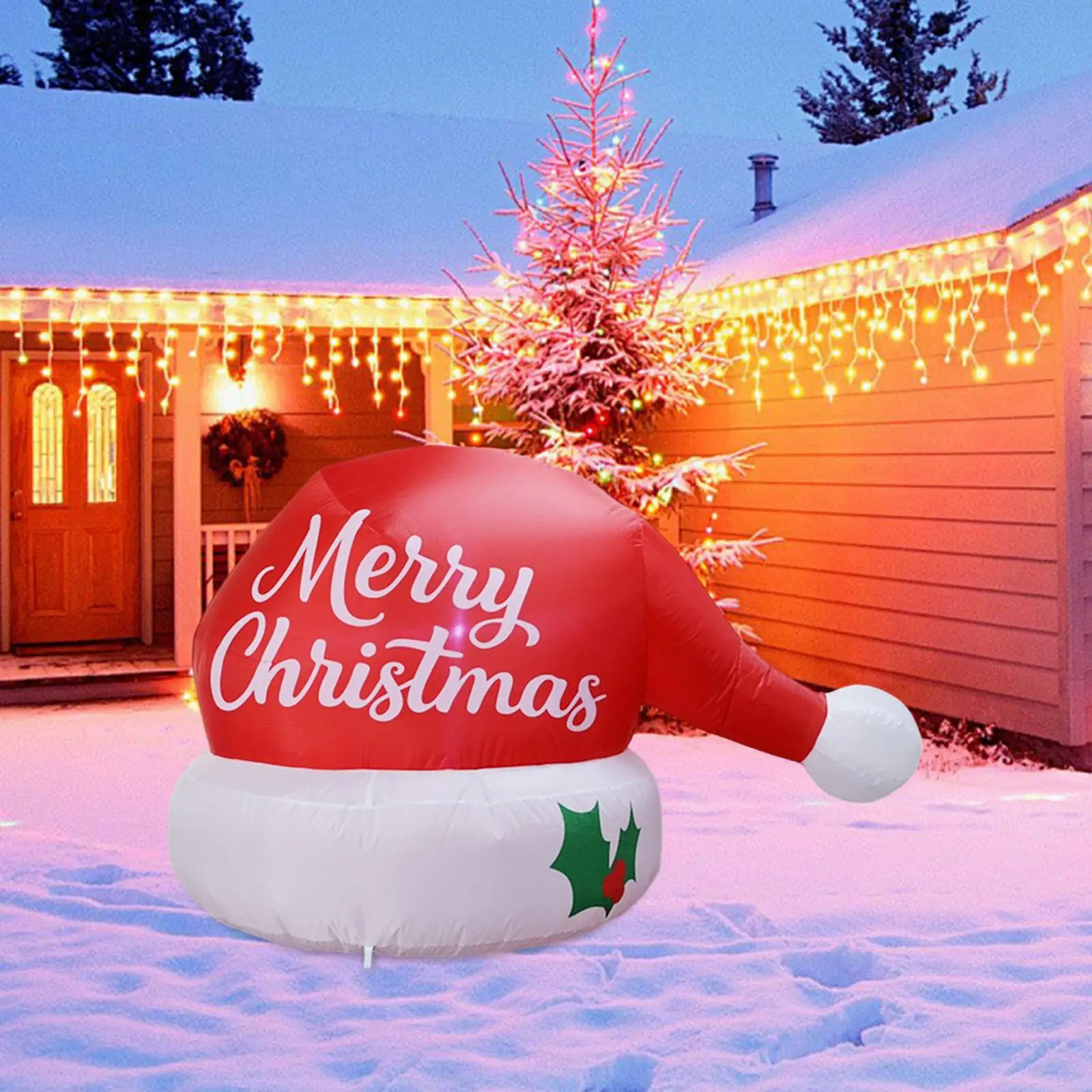 

Christmas Inflatables Hat Decor Giant Santa Hat for Holiday Backyard Outside