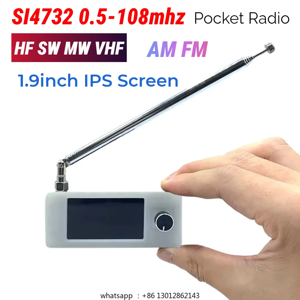 

SI4732 0.5-108mhz Portable Radio LSB USB AM FM Pocket Mini Radio 1.9inch IPS Screen All Band Radio Receiver with Antenna