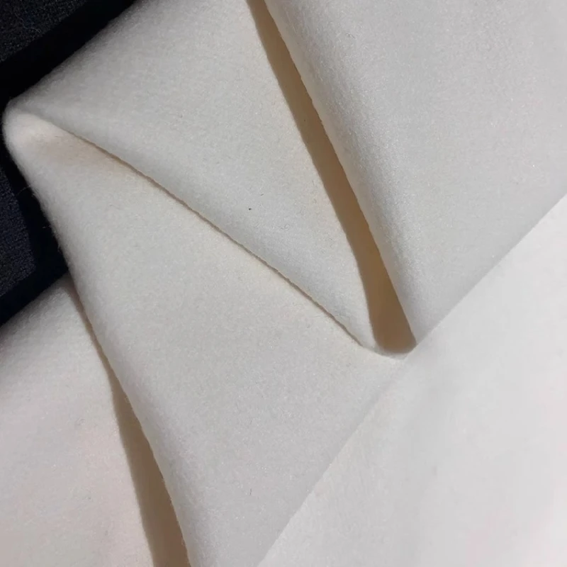 Pure White Luxury Pure Wool Cashmere Woolen Fabric Heavyweight Autumn Winter Dresses Pants Material for Noble Outfits Wholesale
