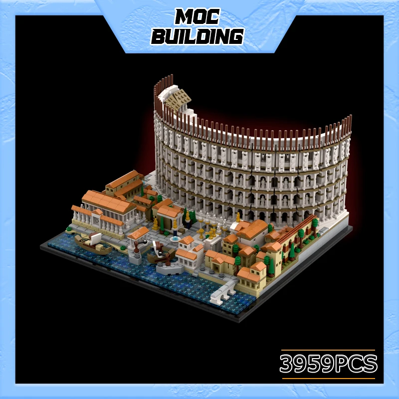 Moc blocos de construção coliseu arquitetura modelo criativo vista rua brinquedos diy montagem tijolos coleção exibição presente natal