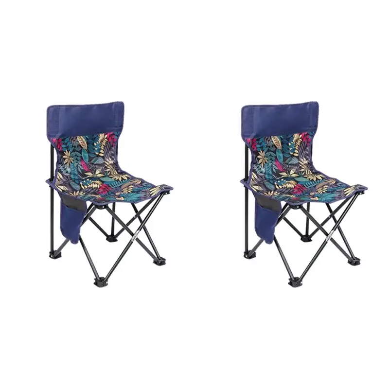 

【STOCK】2X Blue Leaf Pattern Small Outdoor Folding Chair, Camping Picnic Chair, Ultra-Light Portable Artist Sketching Chair