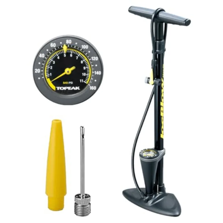 

JoeBlow Max Hp Bike Floor Pump, 160 Psi/11 Bar, TwinHead, fits Presta, Schrader, and Dunlop valves