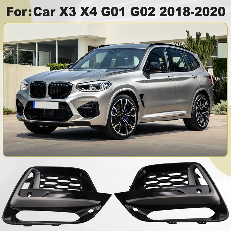 

T18C-Front Fog Light Grille Frame Trim Protector Exterior Cover For BMW X3 G01 X4 G01 G02 G08 2018-2020 (With Fog Lamp Hole)