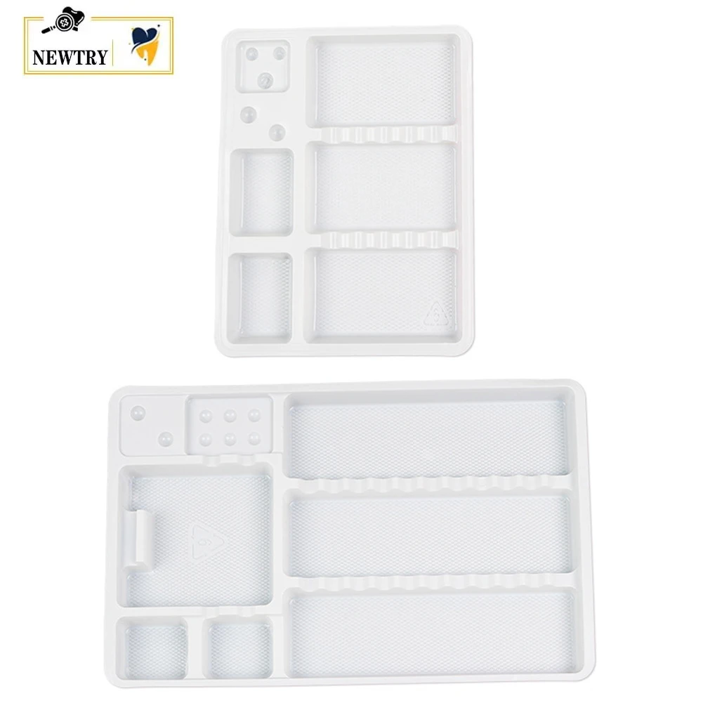 50Pcs Disposable Dental Instrument Organizer Tray PVC Plastic Tattoo Makeup Dentist Mouth Mirror Tweeze Storage Plate Consumable