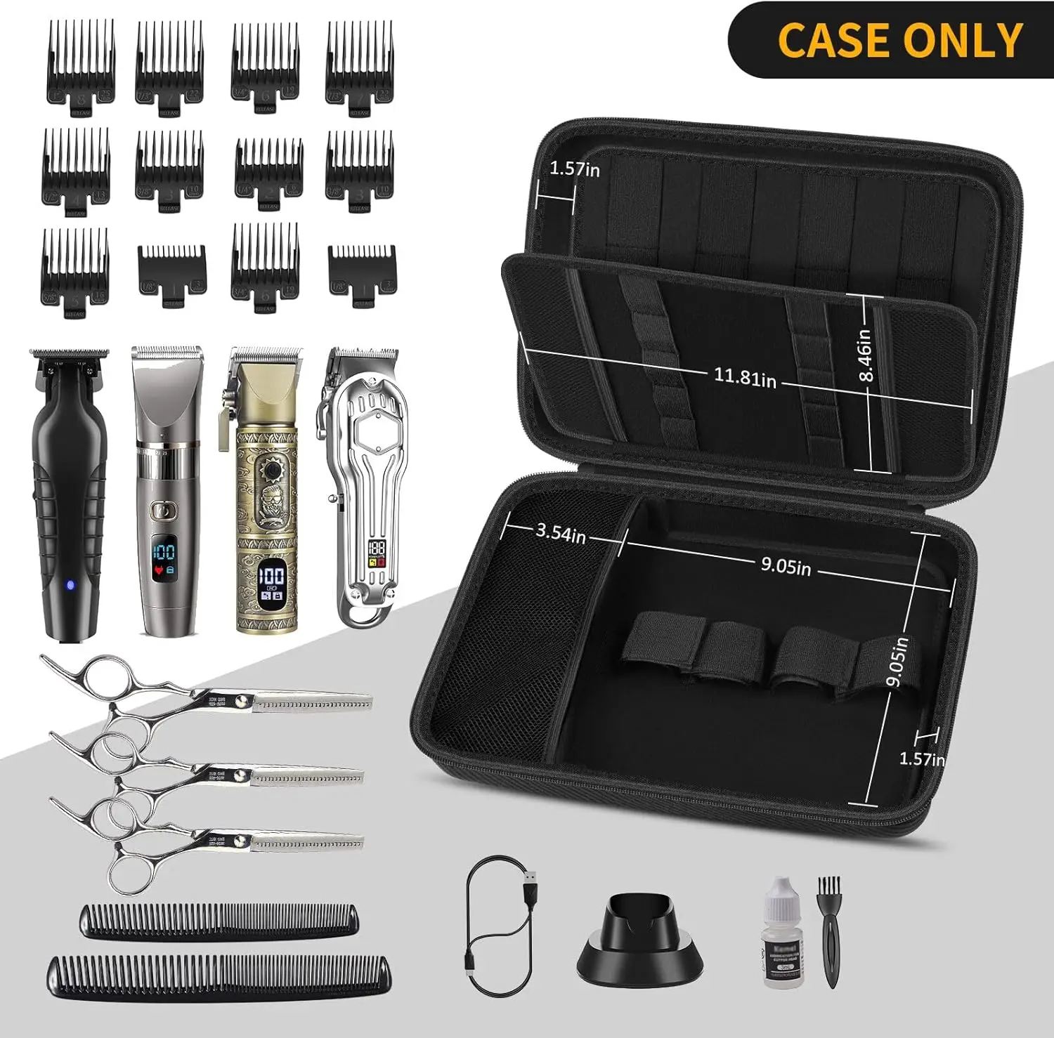 (Case only) Hard Travel Case for Hair Clippers, Hair Cutting Barber Supplies Organizer Bag, Trimmer Storage Holder for Ufree