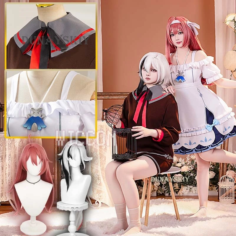

Женский костюм для косплея, парик, платье, Униформа, ожерелье на голову